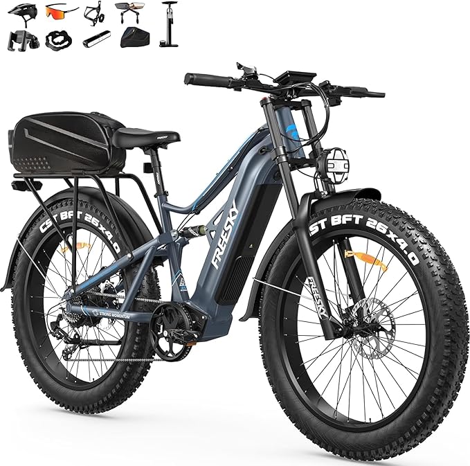 FREESKY 3500W BAFANG Motor Electric Bike for Adults, 48V 30Ah Samsung Cells Battery Ebike 120 Miles, 38+MPH, 26" Fat Tire Dirt All-Terrain Mountain E Bike, Full Suspension, UL 2849 Certified by TÜV