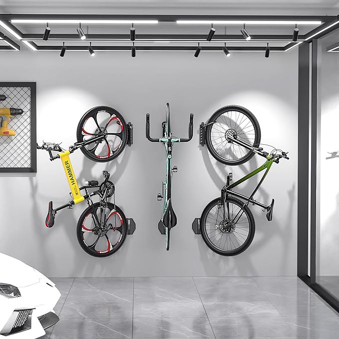 Housolution Swivel Bike Wall Mount [4 Pack], 150° Swivel Vertical Bike Rack Wall Hanger Holds up to 66lbs for Mountain/Road/Hybrid Bikes, Bike Hangers, Bicycle Storage Rack for Garage