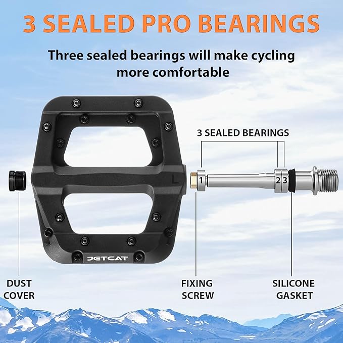 Mountain Bike Pedals Flat - MTB Pedals Flat, Bicycle Pedals for BMX/MTN/Road/Gravel/EBike, BMX Pedals, Platform Pedals, Adults & Kids Bike Replacement Upgrades Parts 9/16