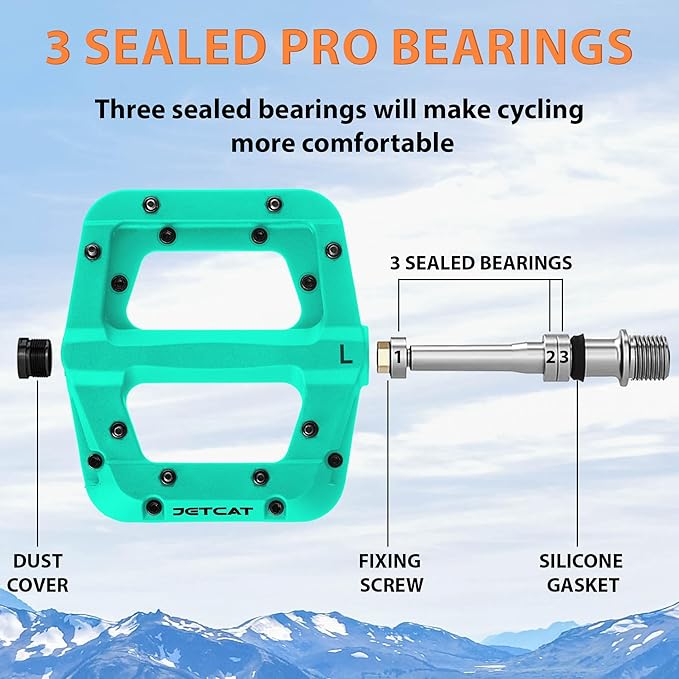 Mountain Bike Pedals Flat - MTB Pedals Flat, Bicycle Pedals for BMX/MTN/Road/Gravel/EBike, BMX Pedals, Platform Pedals, Adults & Kids Bike Replacement Upgrades Parts 9/16