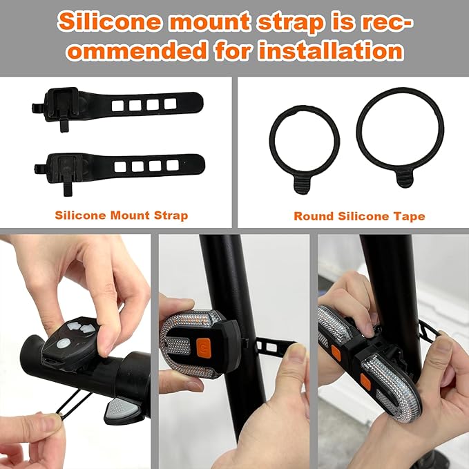 Bike Tail Light with Turn Signal, Bicycle Turn Signals Rear Bike Light Remote Control USB Rechargeable Split 5 Modes Waterproof Bike Taillights Can be Mounted on Front and Rear
