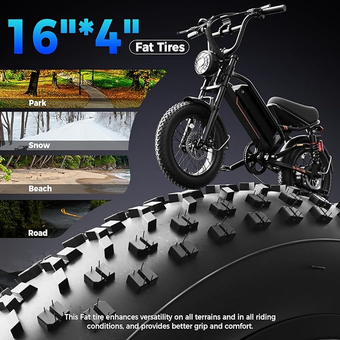 Electric Bike for Adults Teens,3000W/2000W Peak,20"/16" Fat Tire Off Road Dirt Ebike,80/55 Miles LongRanger,32/28 MPH E Bike Bicycles, Fat Tire All Terrain E-Bike,E Bike for Hunting,YR20 with Footrest