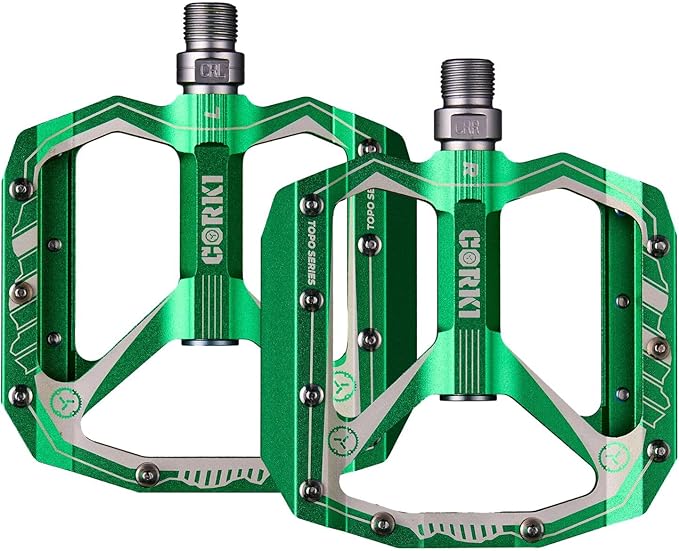 corki Extra Large Mountain Bike Pedals Flat, Aluminum Alloy MTB Pedals, Wide Platform Pedals 9/16"(Black Red Purple Green)