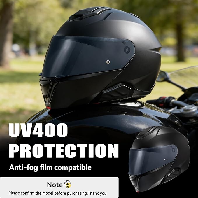 VCOROS I90 Helmet Shield Replacement, I90 Helmet Visor Shield Compatible with HJ-33 Helmet Accessories (Black)