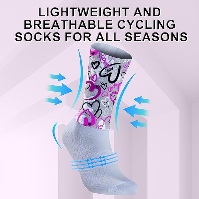 Cycling Socks Athletic Crew Socks Breathable Cushioned Compression Running Hiking Socks For Mens Womens