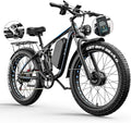 Electric Bike, Max 40-45MPH & 100 Miles, 5000W Peak Dual Motor Adult E-Bike, 52V 32Ah Battery Ebike, 24'' 26" Hydraulic Disc Brakes, Fat Tire All-Terrain Hunting Electric Bike, Full Suspension