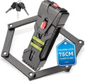Compact Folding Bike Lock, Heavy Duty Bicycle Lock with 3 Keys and Mount, Lightweight Foldable Chain Locks for E-Bike, Motorcycles, Scooters - 75cm (30 in)