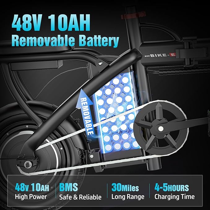 Electric Bike for Adults Teens, 800/1200W Peak Folding Ebike, 22/25MPH & 30/45 Miles Range, 14" Commuting Ebike with Dual Suspension & Dual Brake, 3-Speed Modes, Portable Electric Mini Bike