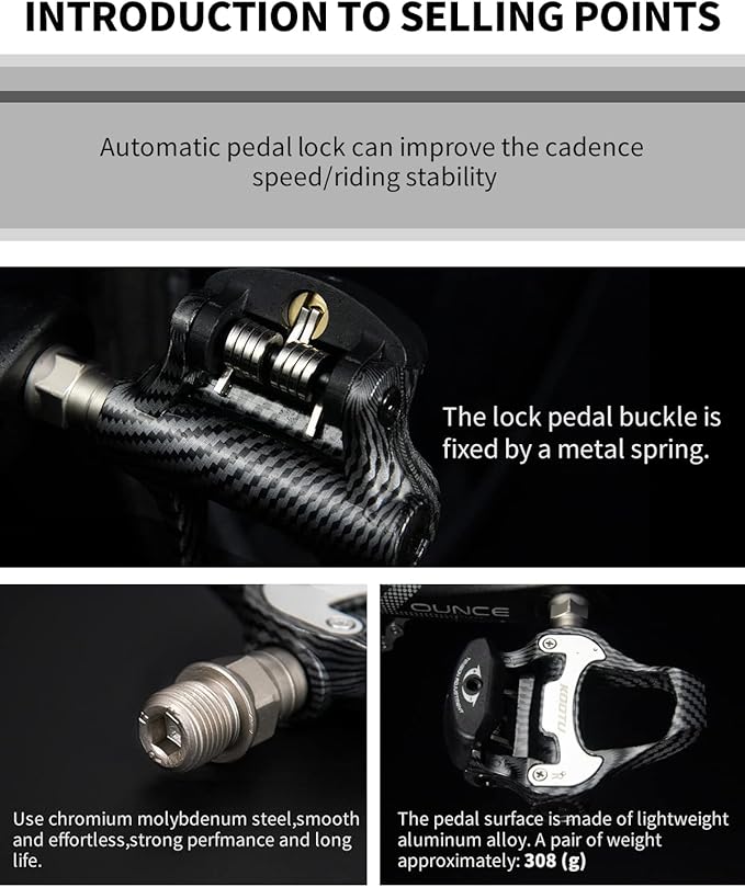 KOOTU KEO Bike Pedals 9/16" Universal Road Bike Pedals Bicycle Platform Pedals Clipless Pedals Suitable for Road Bike Spin Bike MTB Indoor Bike