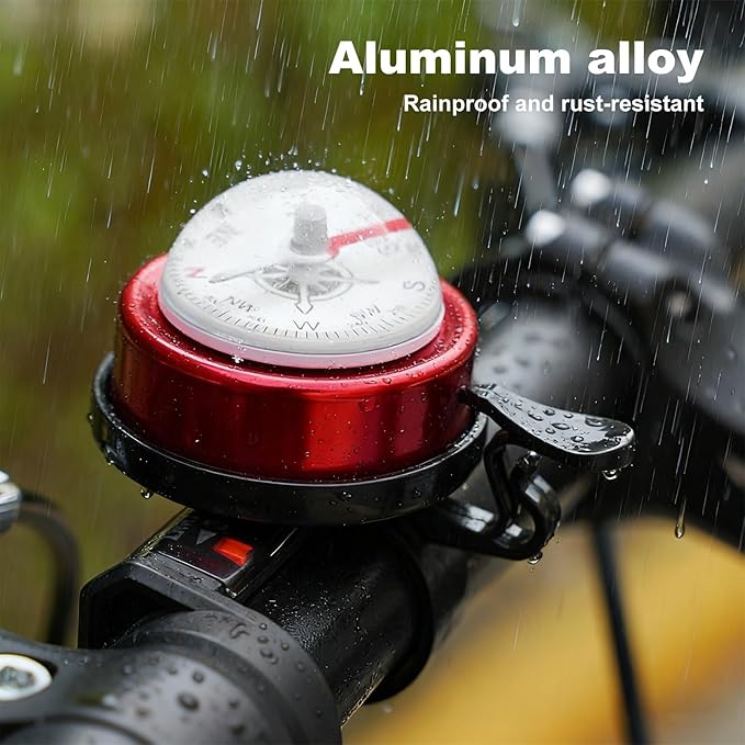 Pack of 2 Aluminum Alloy e-Bike Accessories for Adults | Compass Bicycle Bell & Loud Bike Horn Fits in 22.2mm Handlebars | Must Have Accessory for Men & Women for Mountain & Road