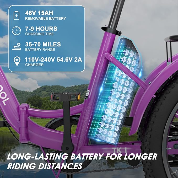 MOONCOOL Folding Electric Tricycle for Adults, 48V 500W 3 Wheels Electric Trike, Aluminum Frame 750W Electric Tricycle Adult Bicycle with Removable Battery, Front and Back Bags