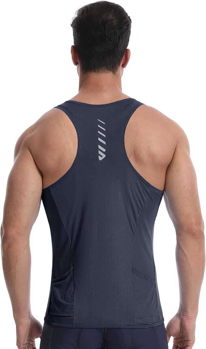 Lo.gas Sleeveless Cycling Jersey Men, Biking Base Layer Breathable and Lightweight with Back Pocket Sports Vest
