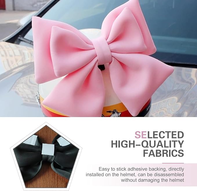 Large Bow Helmet Accessory, Cute Beautiful Bow Helmet Accessory, Suction Cup Waterproof Fade-Resistant Ornament for Women, Universal for Most Motorcycle Helmets