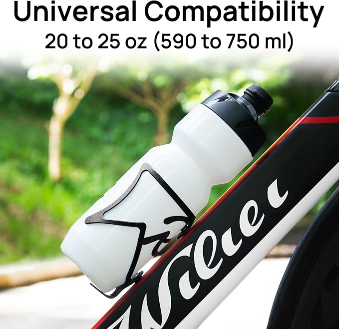 FIFTY-FIFTY Bike Water Bottle Holder, Aluminum Alloy Water Bottle Cage, Lightweight Bicycle Cup Holder Rack with Screws Tool, Universal Bicycle Drink Cage for MTB, Road Bike (Black)