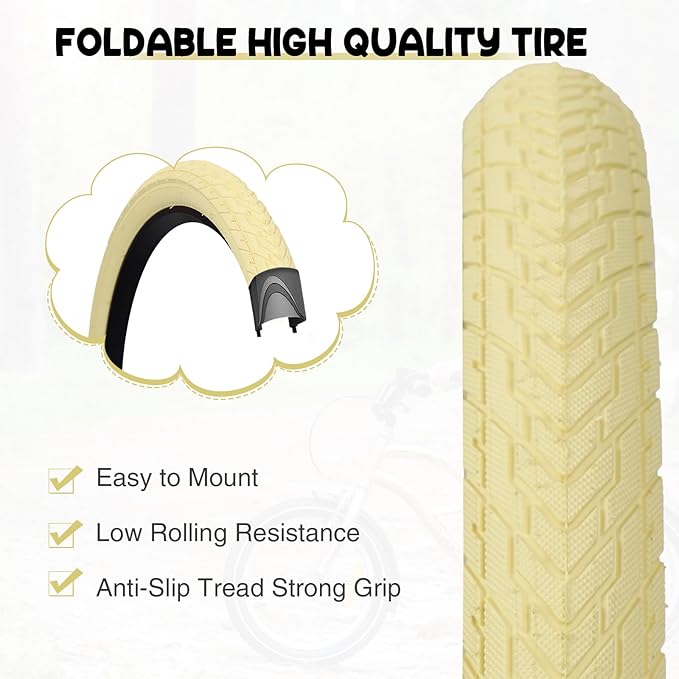 ZUKKA 20 x 2.35 Bike Tire 1/2 Pack 20 inch x 2.35 BMX Bike Tire Folding Replacement Tire for MTB Mountain Bike, BMX Bicycle Commuter Bike