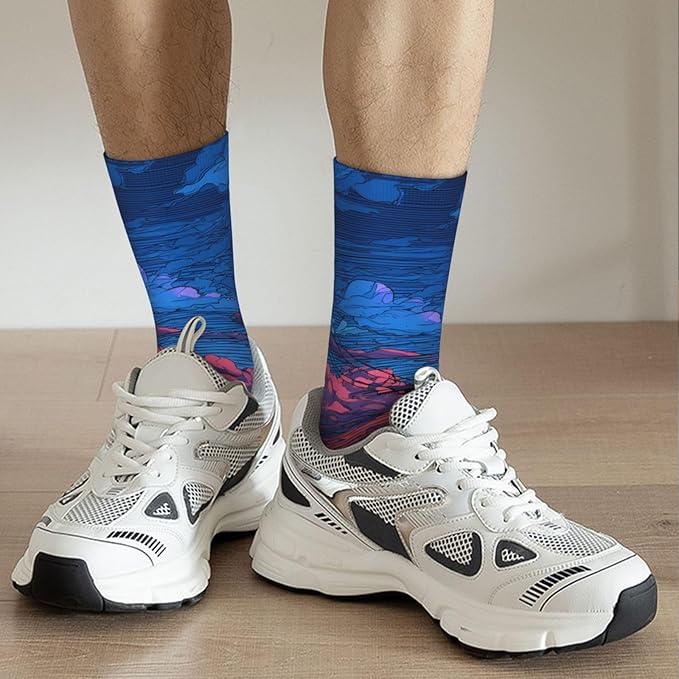 (Cycling on the road) Mid Calf Socks Breathable Adult Unisex Socks Casual Daily Wear for Women Men