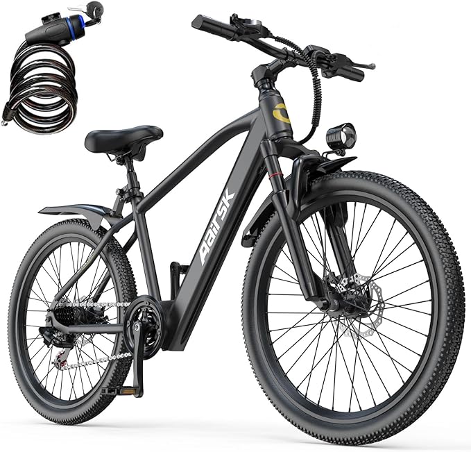 Electric Bike 24" / 26", 22Mph Speed & & Peak 750W Motor, 360Wh Lithium Battery & 7-Speed Gear, Max Range 40+ Miles(Pedal-Assist), Electric Mountain Bicycle for Adults Women Men