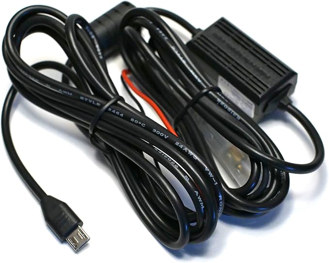 EDOTech Ultra Compact Micro USB Direct Hardwire Car Power Cord Kit for GPS Tracker Navigator Bluetooth Speaker Qi Wireless Charger Dash Cam DVR 10 Ft in Length