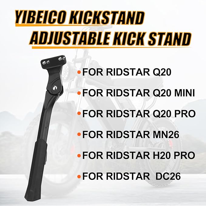 Upgraded Kickstand For Ridstar Q20/Adult Bike/Motorcycle, Adjustable Kick Stand, High Toughness Thickened Aluminium Alloy E-Bike Side Support Stand, For 20-22 Inch E-Bicycles