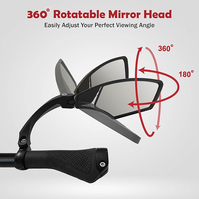 Hafny New Handlebar Bike Mirror, HD Blast-Resistant, Safe Crystal Clear Glass Lens, Adjustable Rotatable Bicycle Mirror, Rearview Mirror for Bicycle, HF-MR095