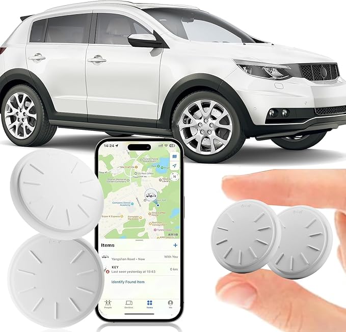 Car GPS Tracking Device for Vehicles,Cars etc,2PCS Real Time Mini Hidden Car GPS Tracker for Vehicles with Waterproof Case, Vehicles Tracker Works with Find My (iOS Only), No Monthly Fee