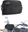 Larswon Motorcycle Handlebar Bag – Water Resistant Front Fork Pouch Storage Compatible with Cruiser, Softail, Dyna, Sportsters, Dirt Bike & Bicycle | Detachable Strap | Customizable Patch Black