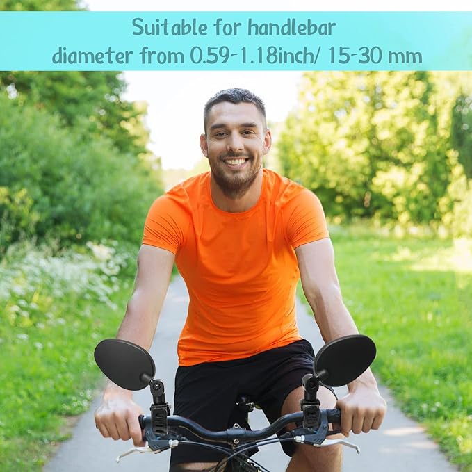 Hestya 4 Pcs Bike Mirror 360 Degree Adjustable Safe Rotatable Handlebar Mirror Bicycle Accessories Shockproof Acrylic Convex for Mountain Road Bike