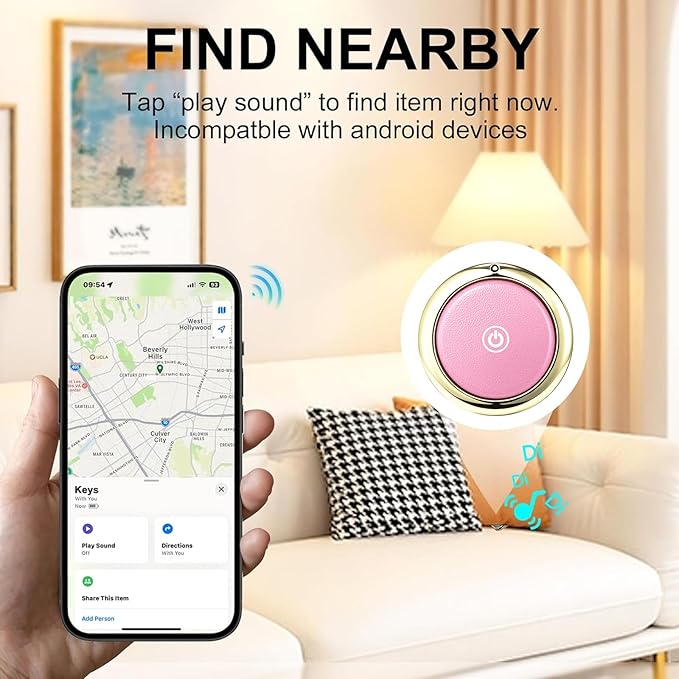 Tracker Tag Finders Work for Apple Find My (iOS Only) APP GPS Tracker Air Tags for Dogs Cats Luggage Keys Backpack Satchel (White&Pink, 2Pack)