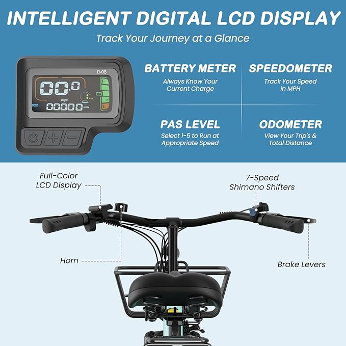 LILYPELLE Electric Bike for Adults, 700W Peak Power Commuter Ebike with 36V 10.4Ah Removable Battery, 7-Speed 24'' 26'' Tires City Cruiser Ebike E-Bicycle