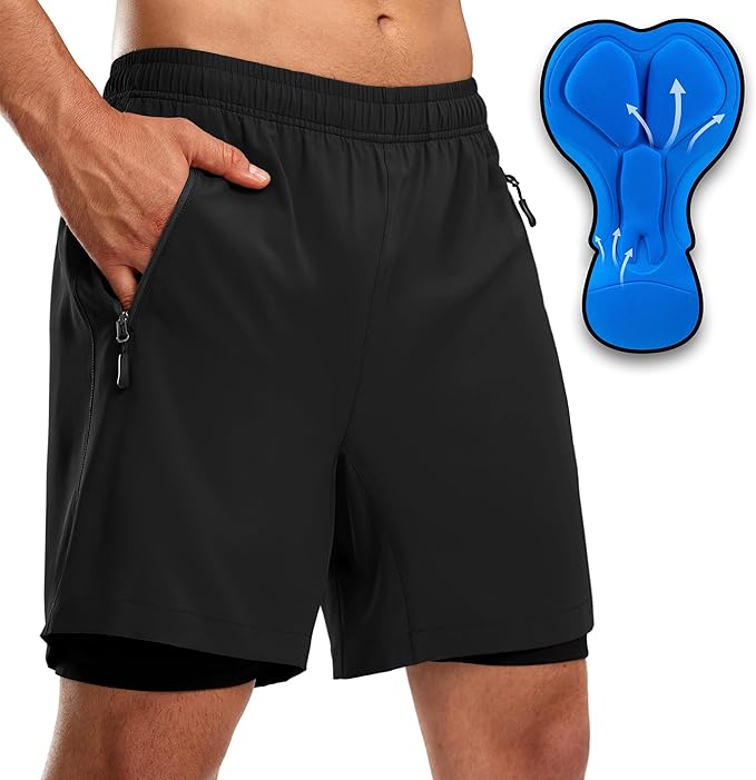 Bikewa Men's Mountain Bike Shorts 3D Padded Loose-fit Riding Biking Cycling Bicycle Biker Shorts for Men Zipper Pockets
