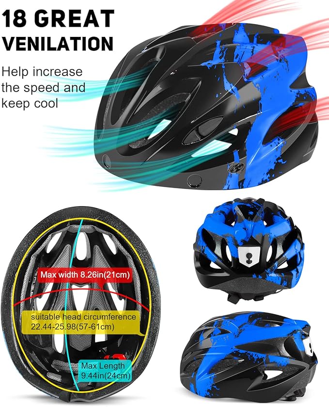 Bike Helmet with USB Rechargeable LED Light Detachable Goggles and Sun Visor, Mountain & Road Bicycle Helmets for Men Women Adult Cycling Helmets
