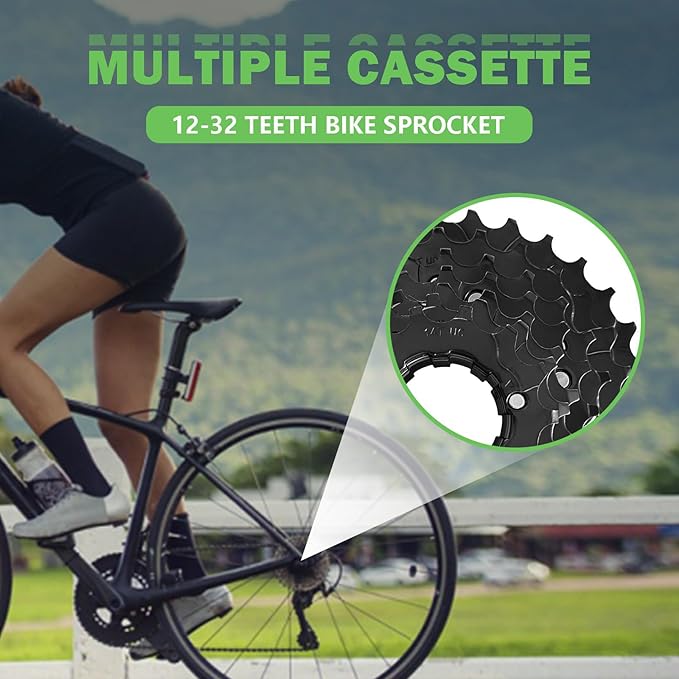 Bike Cassette 8 Speed Cassette Sprockets CS-HG200 12-32T Bike Sprocket for Mountain Bike Folding Bike Commuter Bike Speed Black