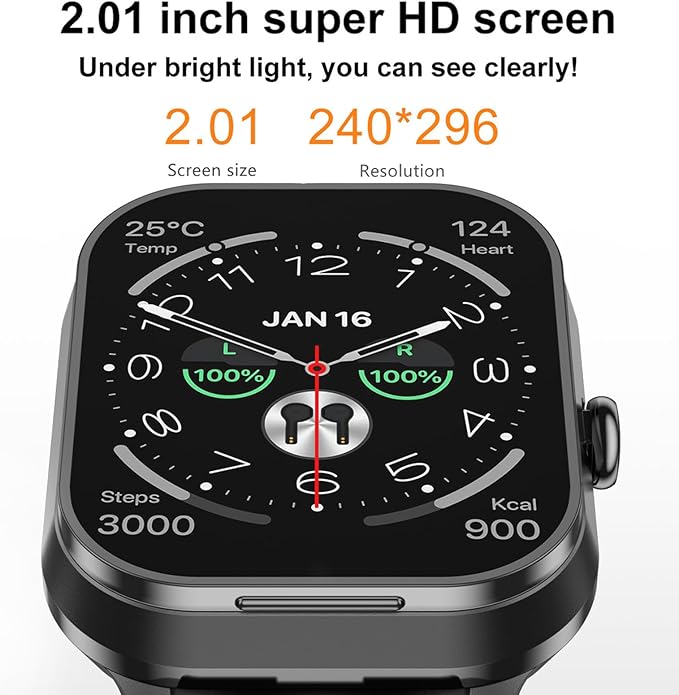 Smart Watch with Earbuds, 2.01" HD Screen 2 in 1 Smartwatch with Bluetooth Earbuds, 100+ Sport Fitness Tracker, NFC, Pedometer, Sleep/Heart Rate/Blood Pressure Monitor Compatible with iOS & Androd