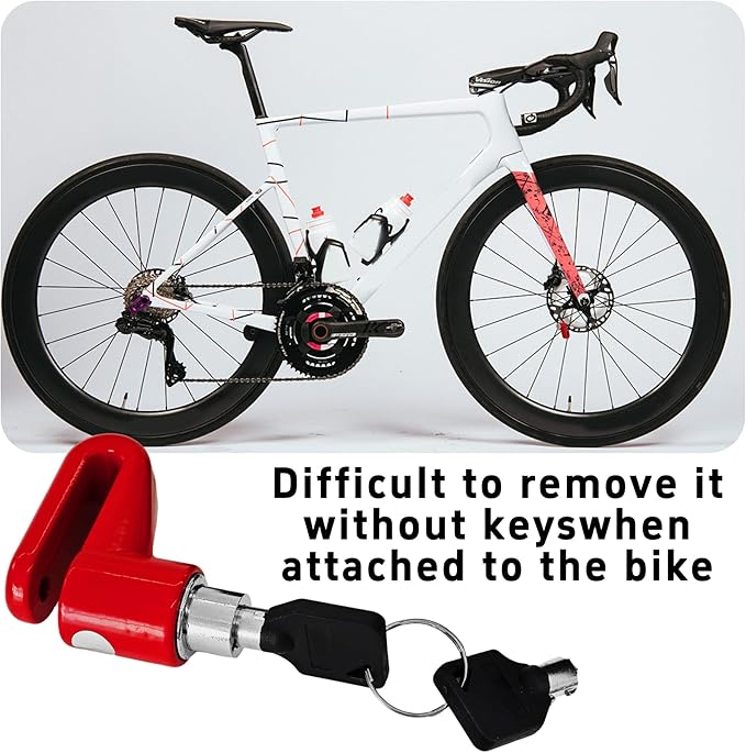Heavy Duty Motorcycle Bike Disc Brake Lock, Anti-Theft Waterproof Wheel Lock Safety Disc Lock Padlock for Scooters and Mountain Road Cycling with Two Keys(Red)