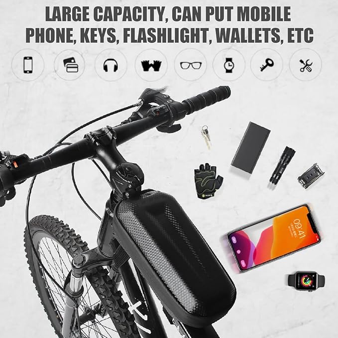 Bike Top Tube Bag, EVA Hard Shell Layered Waterproof Bicycle Cycling Front Tube Bag, Bag Cycling Accessories Pouch
