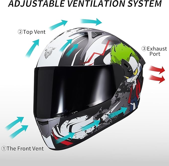 VCOROS Full Face Dual Visor Motorcycle Helmet for Adults Motorbike Street Bike Racing Helmets X9 DOT Approved with Black Visor
