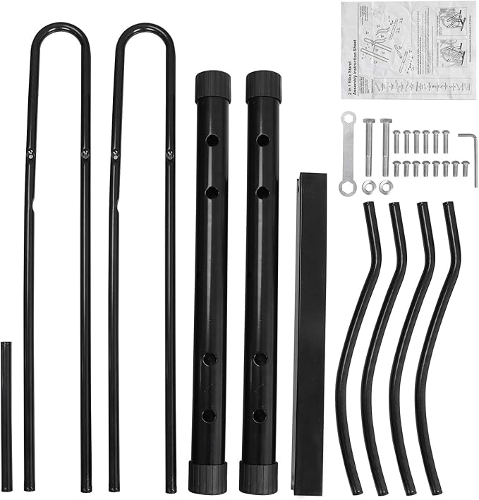 F2C 2-Bike Rack Bicycle Floor Stand Two Bike Parking Garage Storage Rack for Indoor and Outdoor