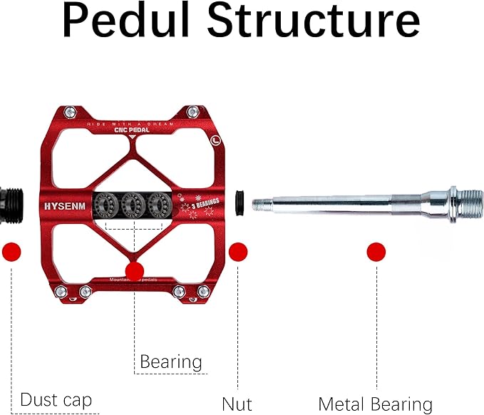 HYSENM Mountain Bike Pedals Aluminum 9/16 Inch MTB Bicycle Pedals Wide Platform Flat Pedals, Lightweight Non Slip Bike Pedals Road Bike Adult