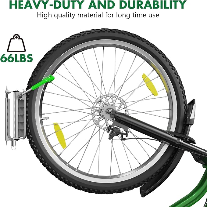 Swivel Bike Wall Mount Rack, Bike Hangers for Garage, 150° Swivel & Space-Saving Vertical Bike Hangers for Storage, Sturdy Bike Stand Holds Up to 66lbs, Easy to Install，2Pack