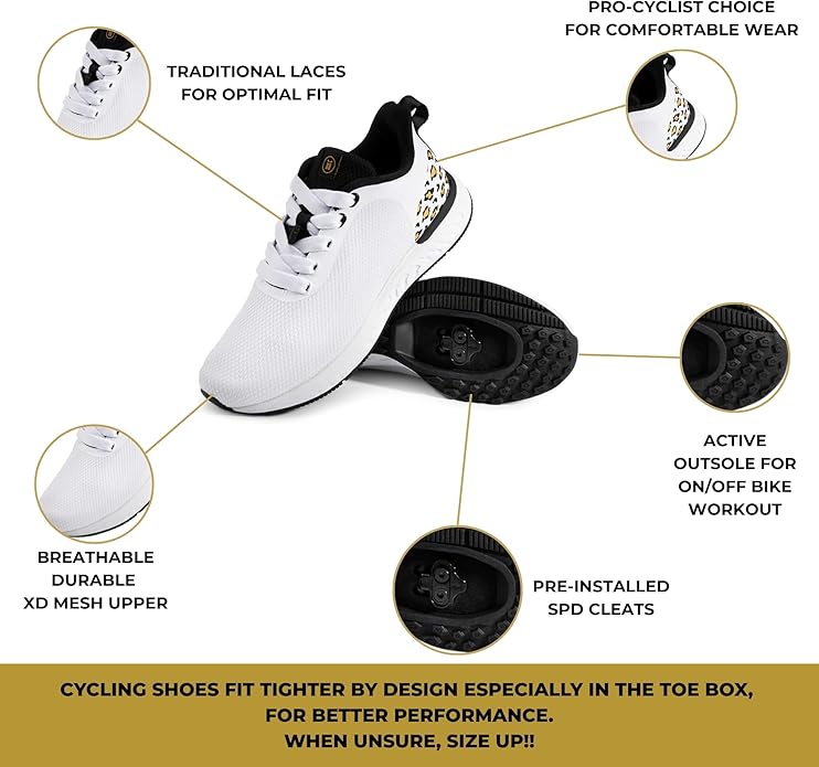 Tommaso Women's Cycling Shoes with Pre-Installed SPD Cleats — Easy to Walk-in Ventilated SPD Cycling Shoes for Women's Spin Classes and Indoor Bikes — Comfortable on Foot and Toebox.