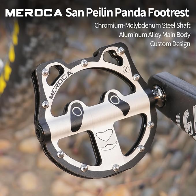 MEROCA Panda Bike Pedals (3 Bearing/DU+Bearing) - 355g CNC Mountain Pedals with Chromoly Spindle, Non-Slip Pins for MTB/Road Bicycle