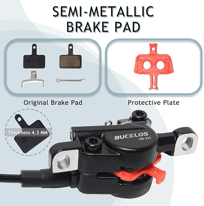 BUCKLOS Mountain Bike Disc Brake kit, MTB Mechanical Line Pulling Disc Brakes Caliper with Aluminum Alloy Levers /160mm Rotor,/is/PM Universal Adapter for Ebike/Folding Bike/Scooter/Fat Bike