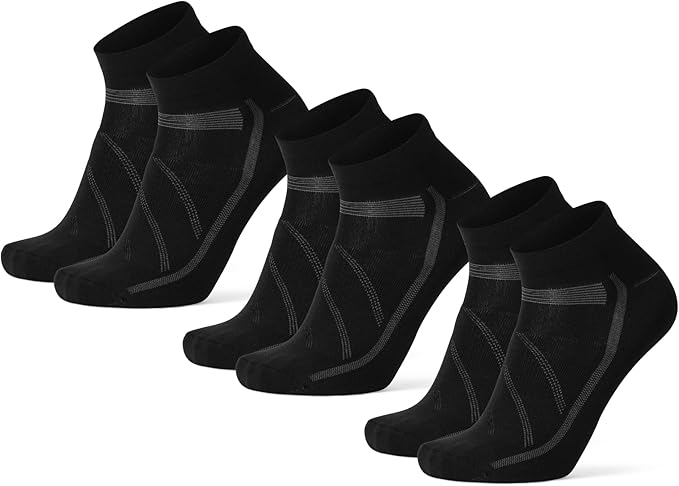DANISH ENDURANCE Cycling Socks, Ankle Length, Breathable, Cushioned, Biking Socks for Men & Women, 3 Pack