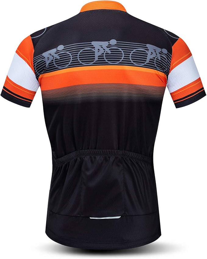 Cycling Jersey Short Sleeve USA Style Bike Tops with Pocket Reflective Stripe
