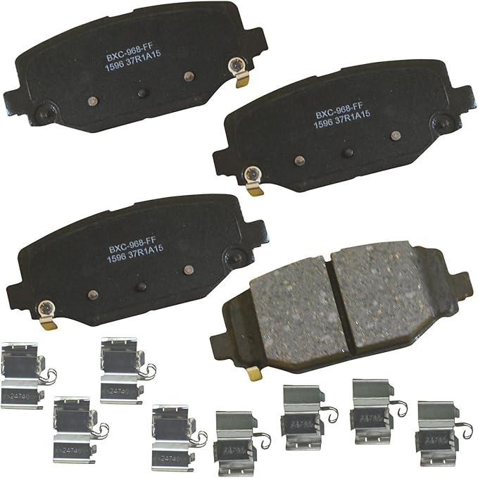 Bendix Premium SBC1596 Ceramic Rear Brake Pads for Chrysler Grand Caravan, Town & Country, Dodge Journey, Ram C/V, VW Routan (only models with Dual Piston Front Calipers and 328mm Rear Rotors)