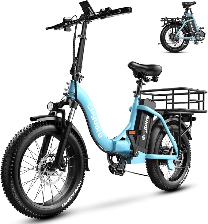 1000W Folding Electric Bike,48V 20AH Removable Battery E Bike,30+MPH,80 Miles Max Range Electric Bike for Adults,20" Fat Tire Foldable ebike,Adult Electric Bicycle for Commute Beach Snow