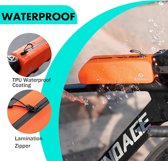 Waterproof Bike Top Tube Bag - TPU Bolt-On & Strap Mount Frame Pack, Lightweight Aerodynamic Cycling Storage for Mountain/Road/Gravel