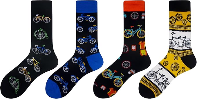 Cansok Men's 2/4 Packs Fun Crazy Novelty Dress Crew Socks