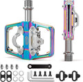 CXWXC Mountain Bike Pedals Compatible with Shimano SPD Cleats - Dual Sided Plat & Clip Pedal, 9/16” Bicycle Platform and Clipless Pedals for Road, MTB, and Hybrid Bikes