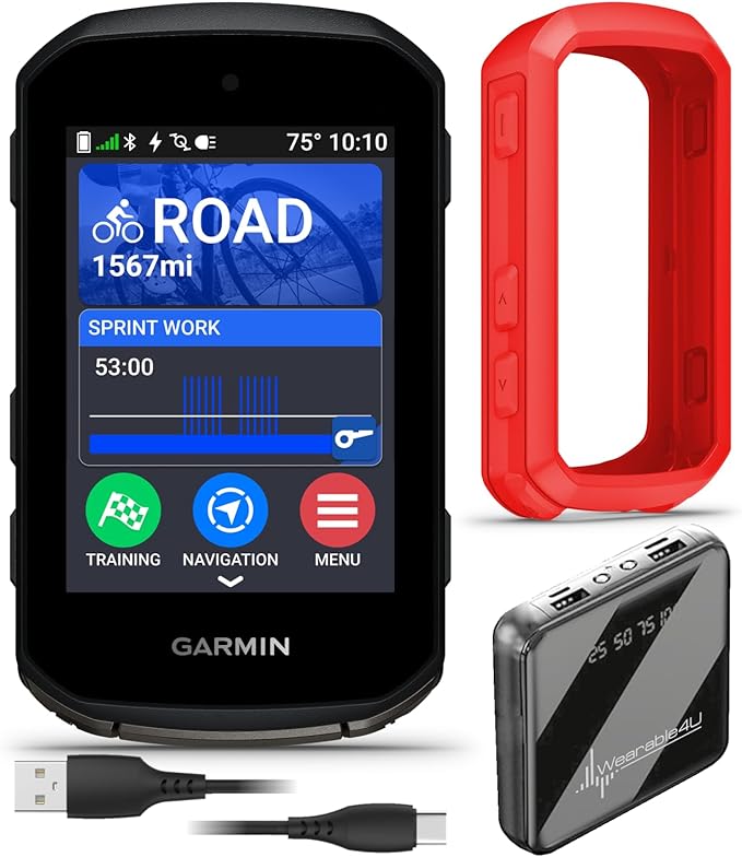 Garmin Edge 850 Compact GPS Cycling Computer, 2.7" Color Touchscreen Display, Bike-Specific Mapping, Advanced Training & Performance Insights + Silicone Case w/ Wearable4U PowerBank Bundle